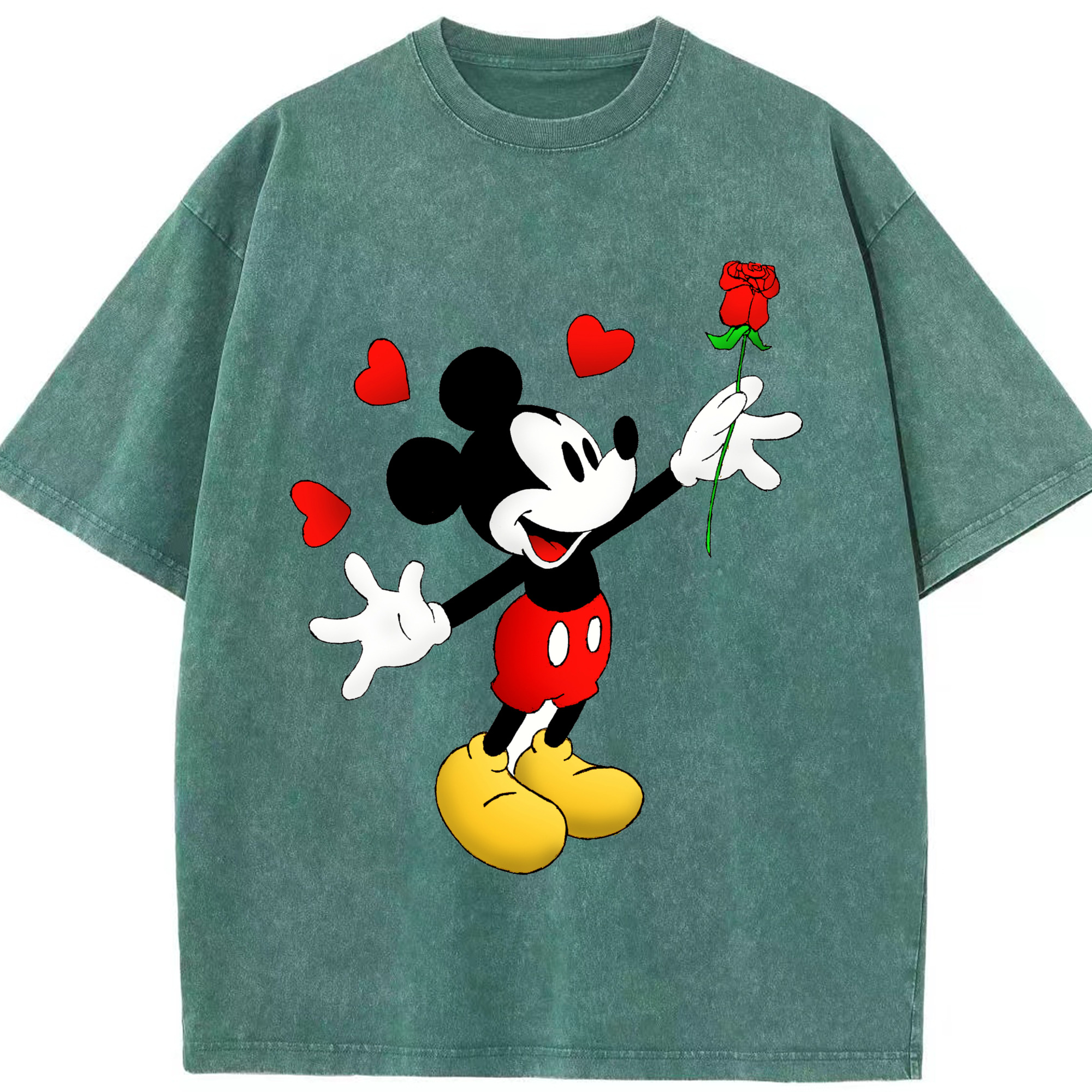 （画像用） ミッキーマウス Mickey Mouse 綿100% ヴィンテージ風 半袖Tシャツ（フロントプリント）